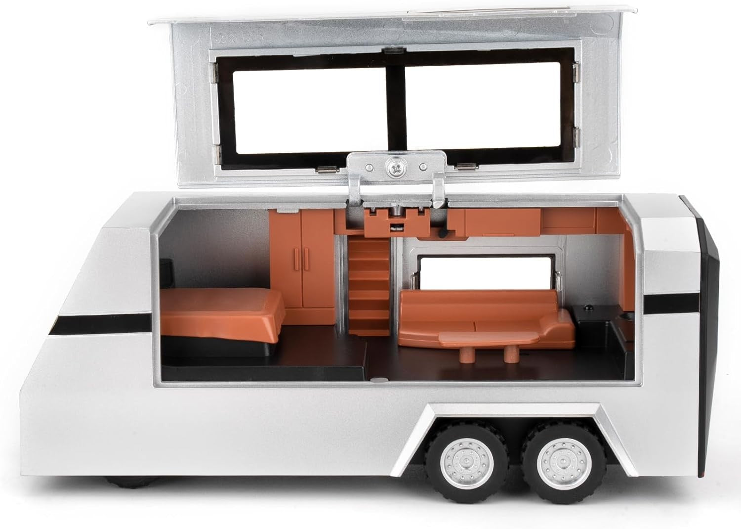1/32 Tesla Cybertruck Electric Pick-Up Model Car with RV and Motorcycle