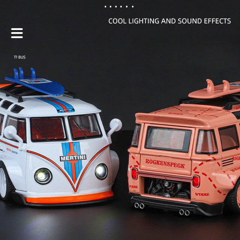 1/32 Scale Volkswagen T1 Transporter Model Sound Light Bus Toy Vehicle