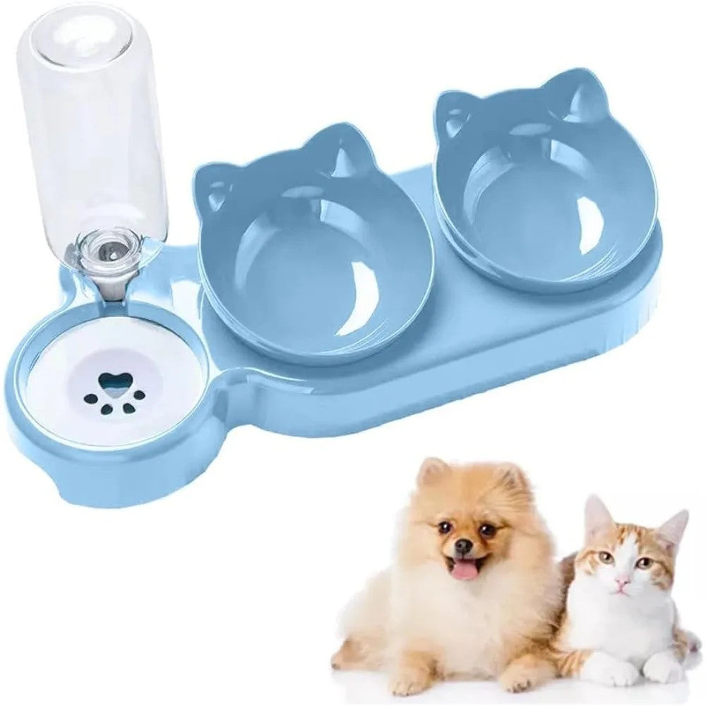 1 Tilt Pet Bowl Set with Gravity Water Bottle for Neck Protection 3 in 1 Design