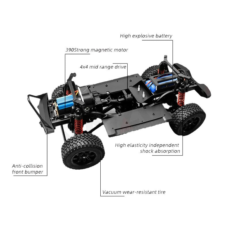 1/12 RC Car 4WD Jeep Model 2.4G Remote Control LED Light 4X4 off Road 4WD