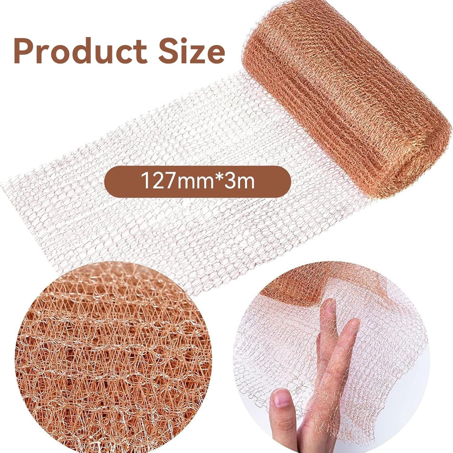 1 Roll Pure Copper Mesh Rodent Pest Control,10 Feet Knitted Copper Mesh Roll