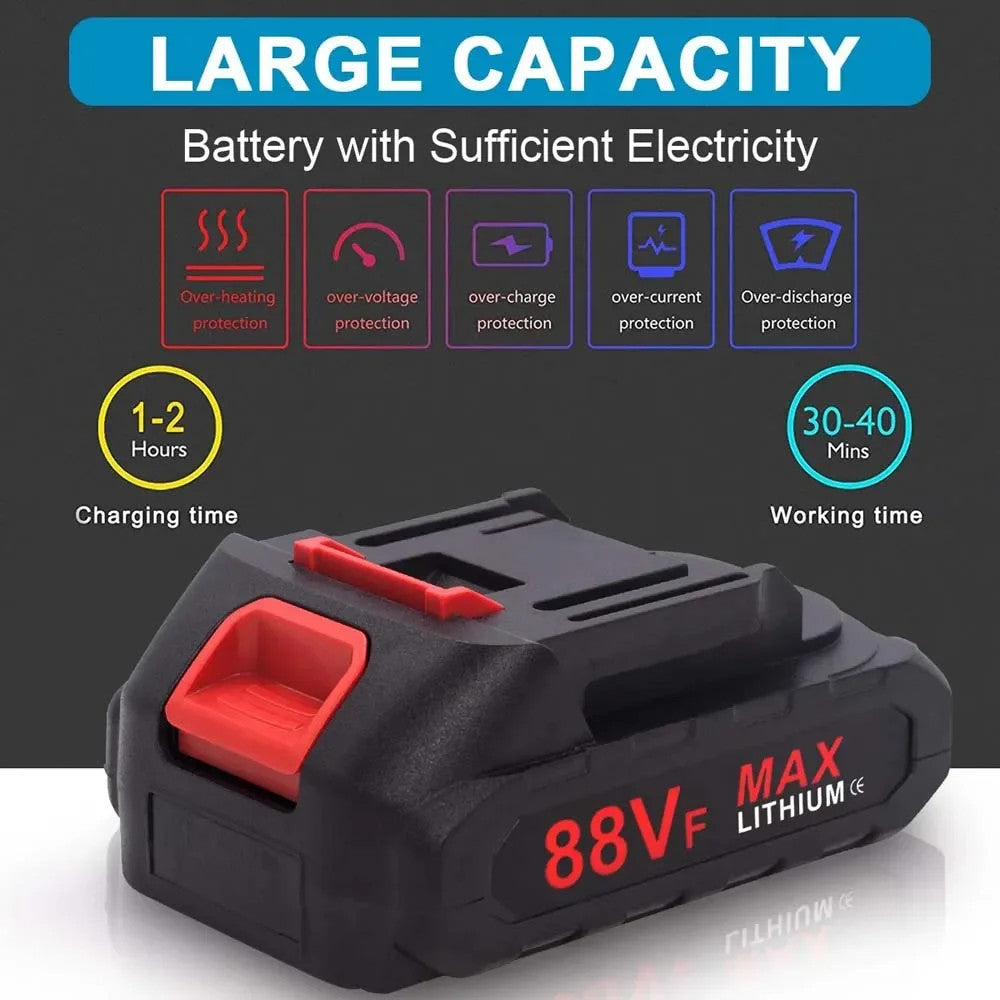1000Nm 21V Cordless Electric Impact Wrench Drill Gun Ratchet Driver W/2 Battery