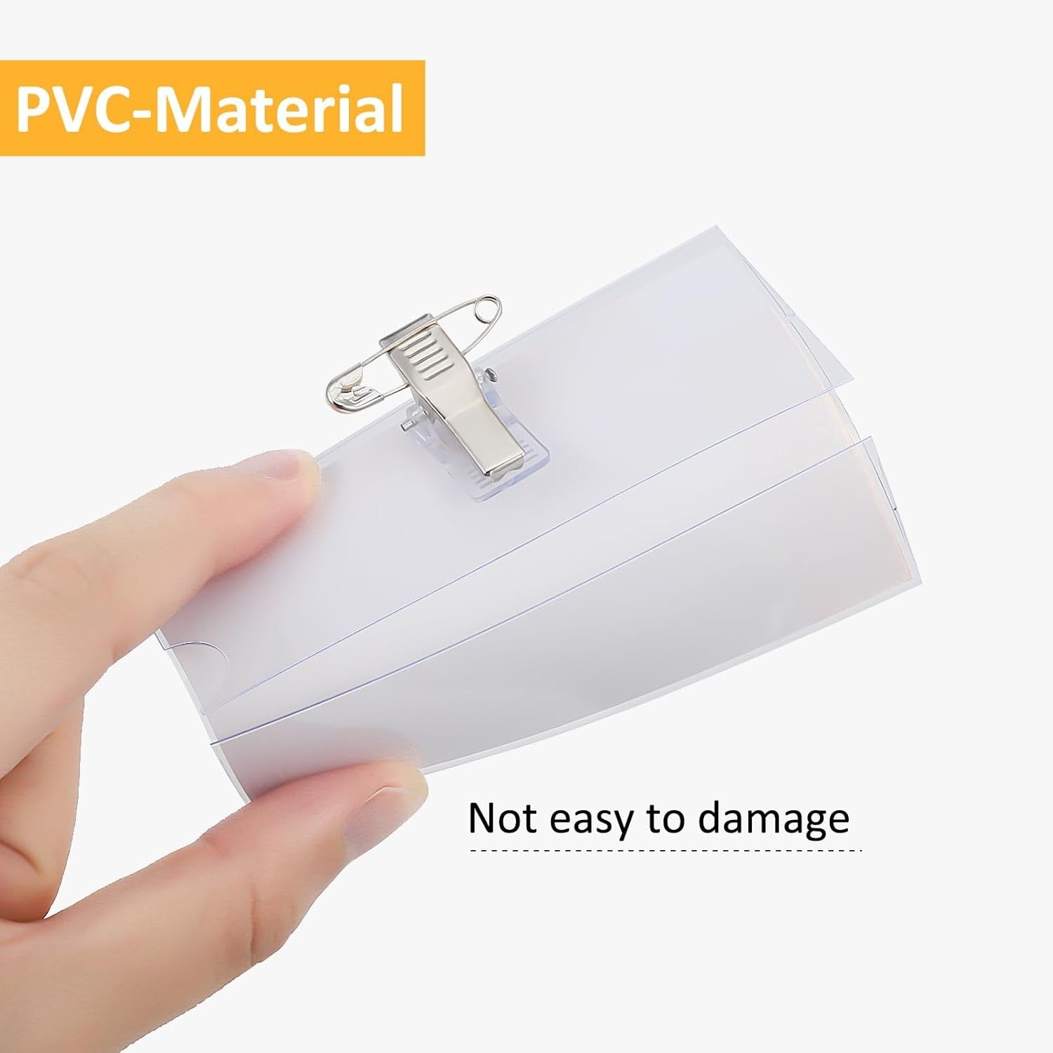100 Pcs Badge Holders with Clip and Pin Waterproof Plastic Horizontal Card Hold