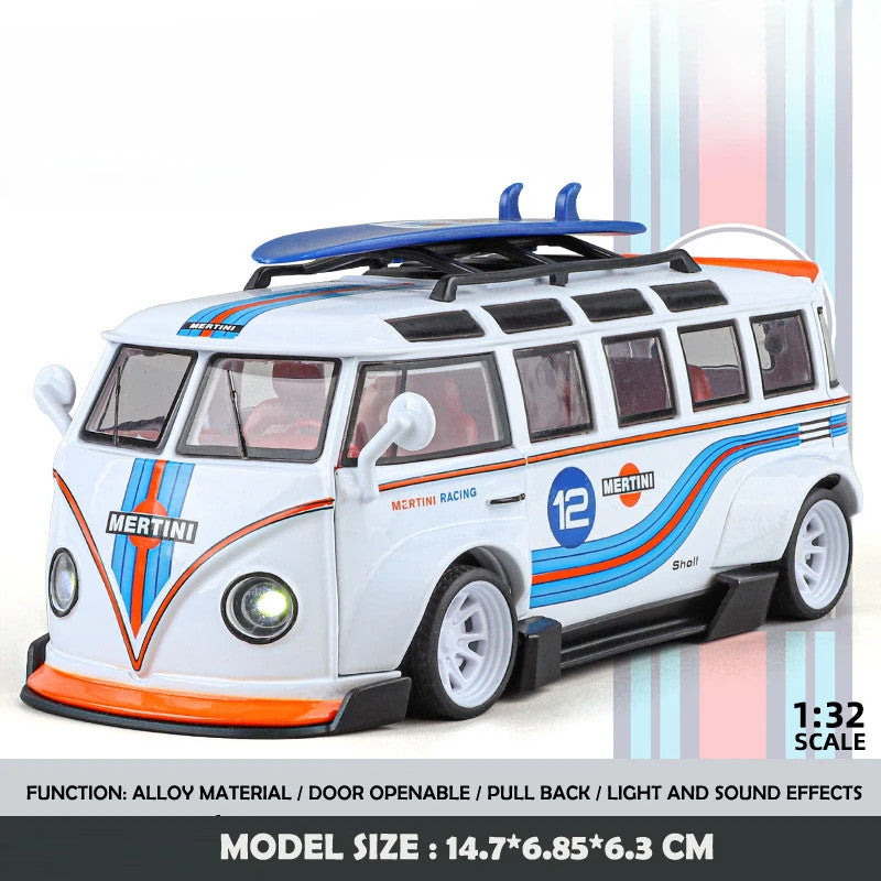 1/32 Scale Volkswagen T1 Transporter Model Sound Light Bus Toy Vehicle