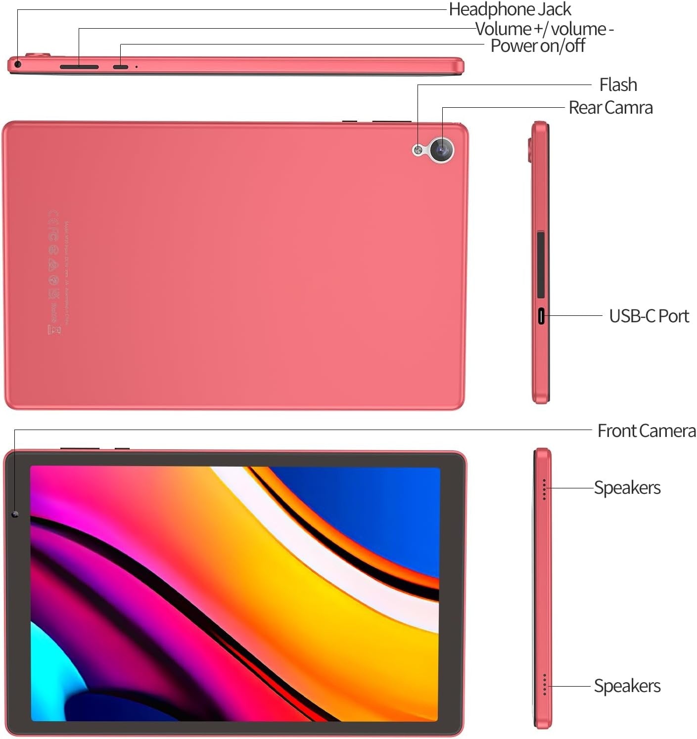 10 Inch Android 14 Tablet 32GB ROM 6000Mah, Expand to 1024GB Quad Core Processor