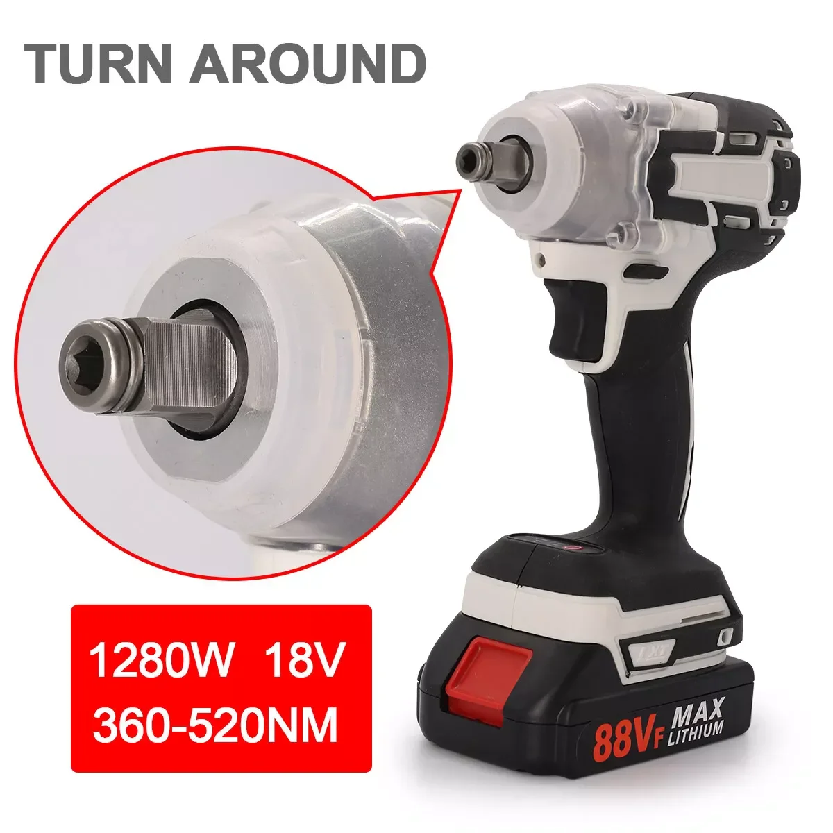 1000Nm Brushless Cordless Electric Impact Wrench Gun Ratchet Driver W/ Battery