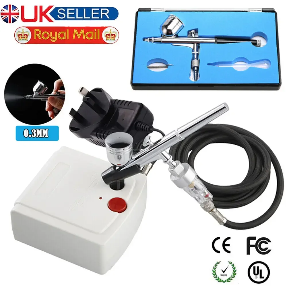 0.3MM Mini Airbrush Compressor Kit Dual Action Air Brush Spray Gun Paint Tattoo