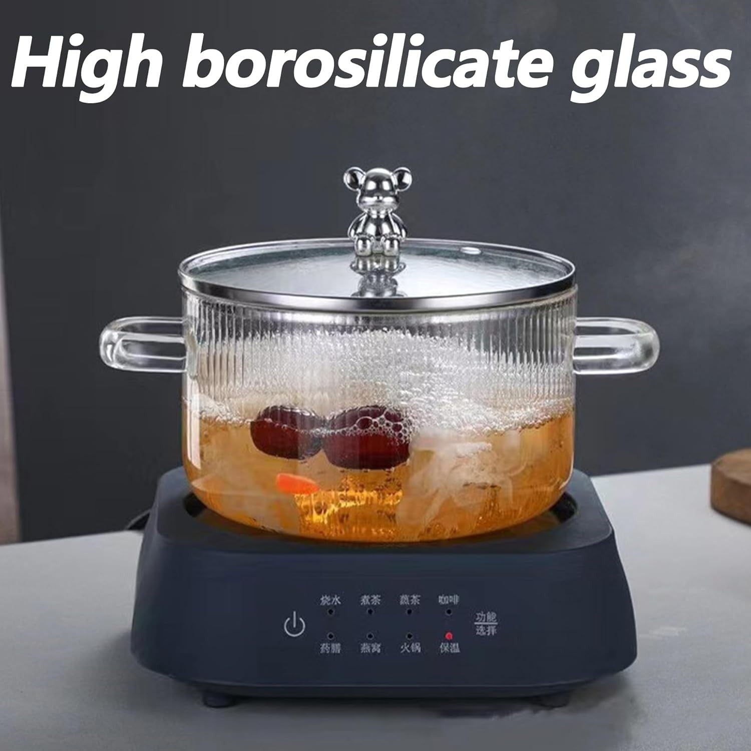1.5L/50Oz Glass Saucepan with Cover, Saucepans Glass Casserole, Heat Resistant