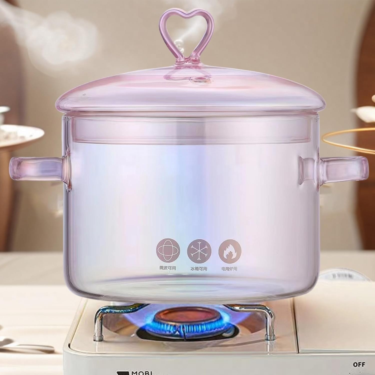 1.5L/50Oz Glass Saucepan with Cover, Saucepans Glass Casserole, Heat Resistant