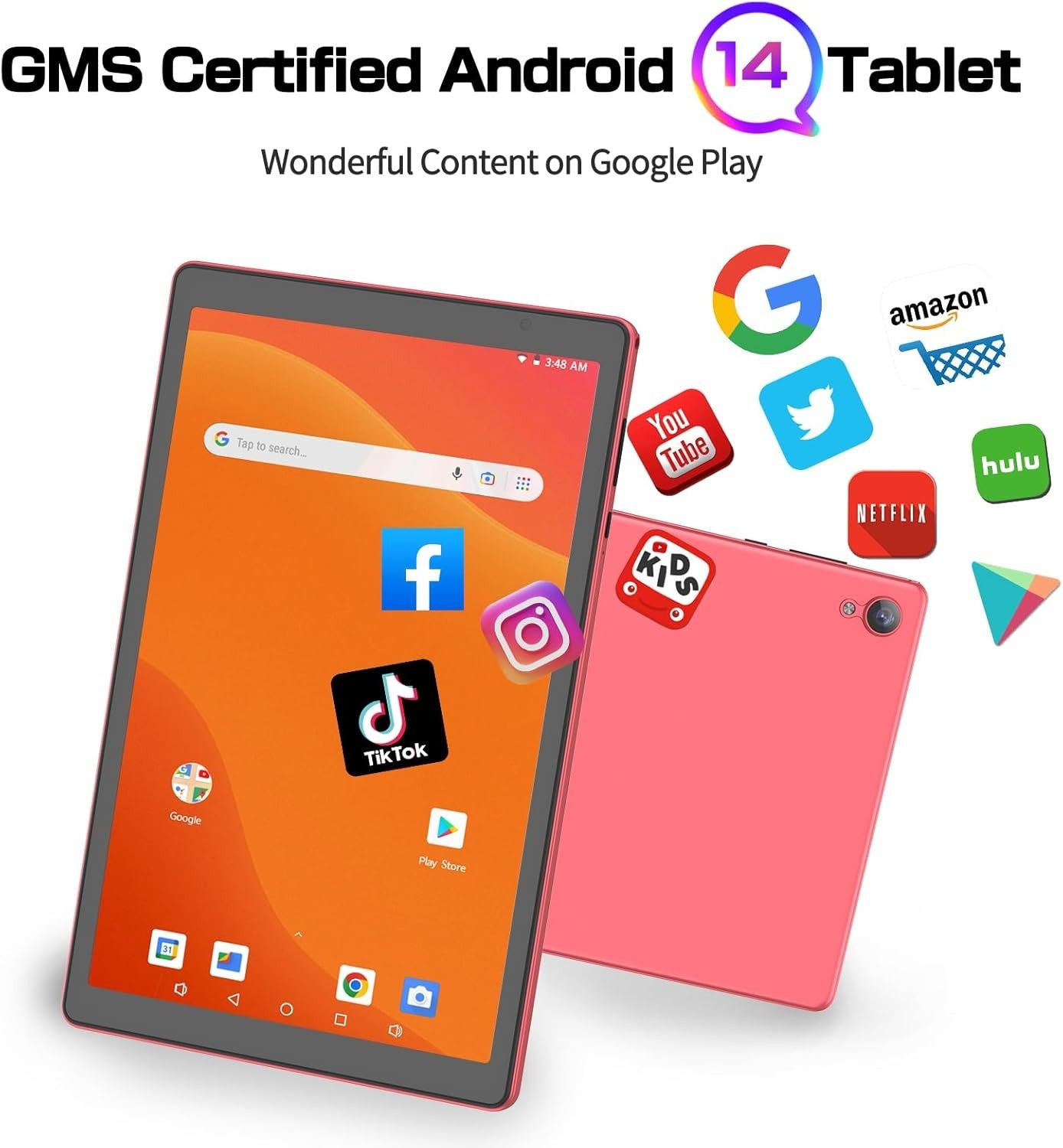 10 Inch Android 14 Tablet 32GB ROM 6000Mah, Expand to 1024GB Quad Core Processor