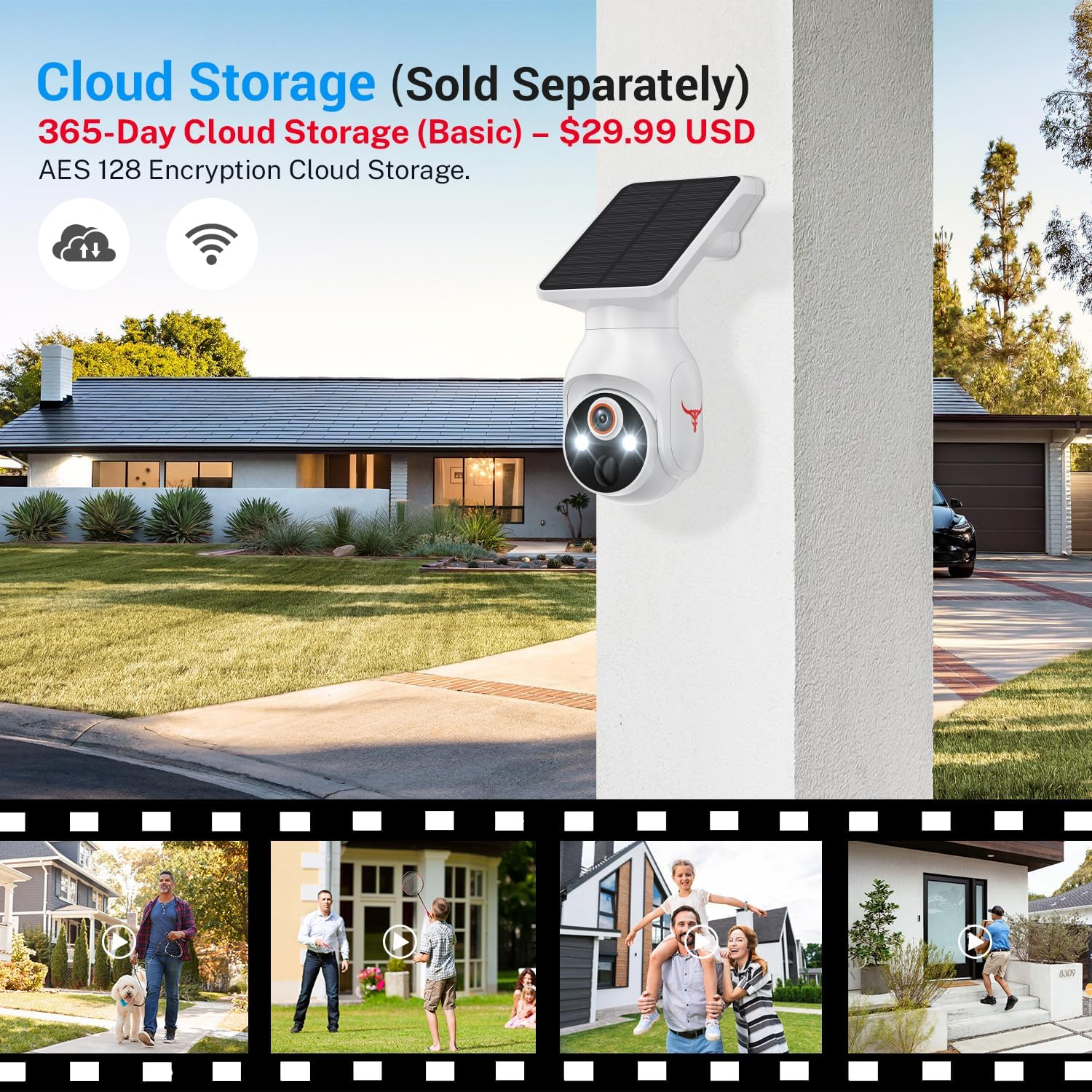 1080P Security Camera Wireless with Solar Panel, AI Human Detection, 2-Way Audio
