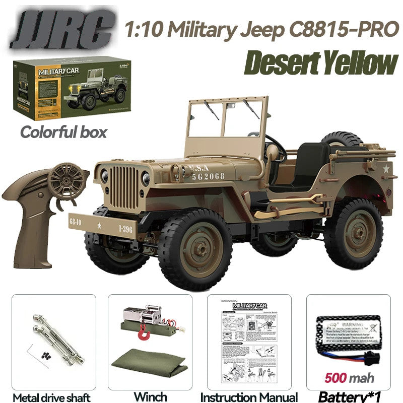 1/10 WILLYS JEEP 2.4G Rc Car 1941 4WD RTR Crawler Climbing Scale Military