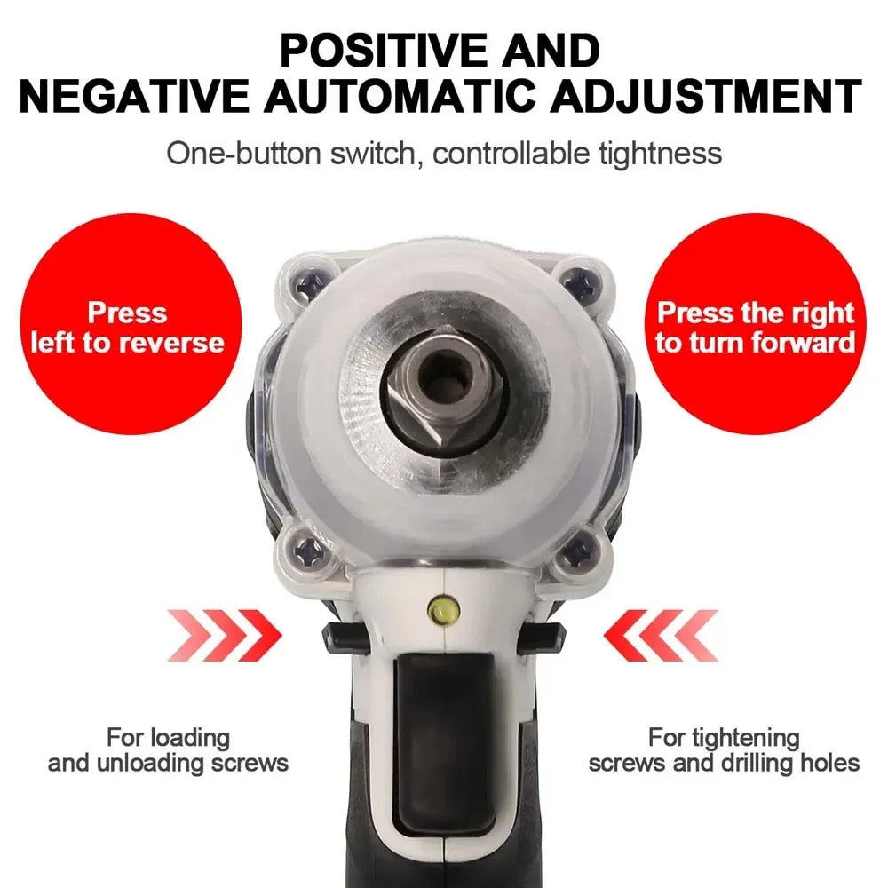 1000Nm 21V Cordless Electric Impact Wrench Drill Gun Ratchet Driver W/2 Battery