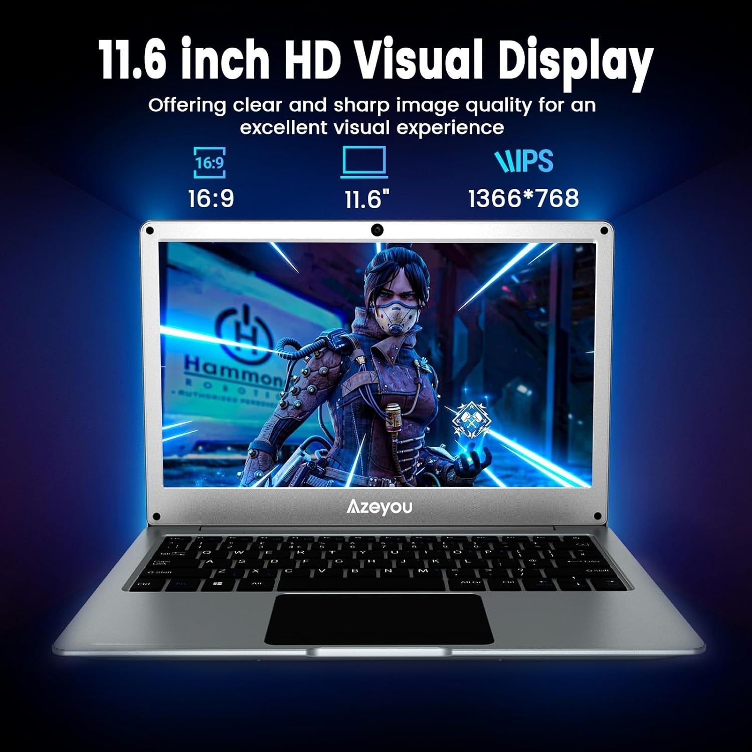 11.6 Inch Laptop 4GB DDR4 RAM 128GB eMMC Storage Celeron N4020C Processor, HD+