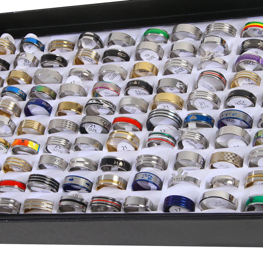 100Pcs/Lots Stainless Steel Rings Fashion Jewelry Party Gift Wedding Rings Style