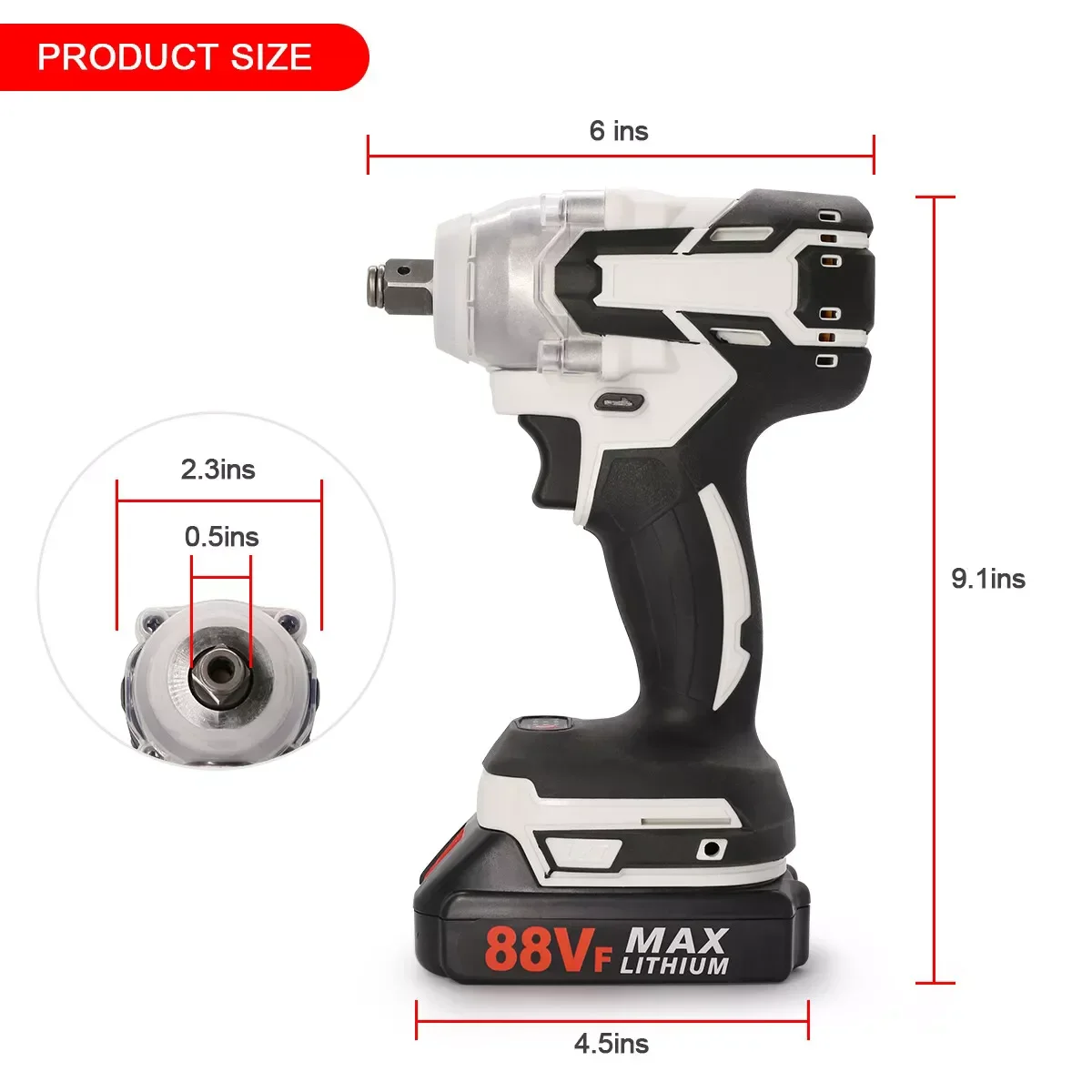 1000Nm Brushless Cordless Electric Impact Wrench Gun Ratchet Driver W/ Battery