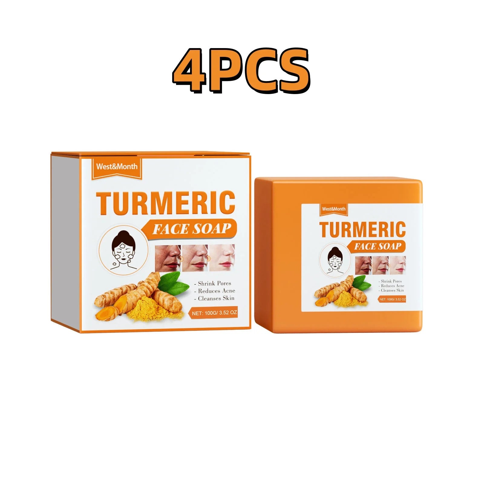 100G  Turmeric Facial Soap Deep Moisturize Exfoliator Oil Control Nourish Face