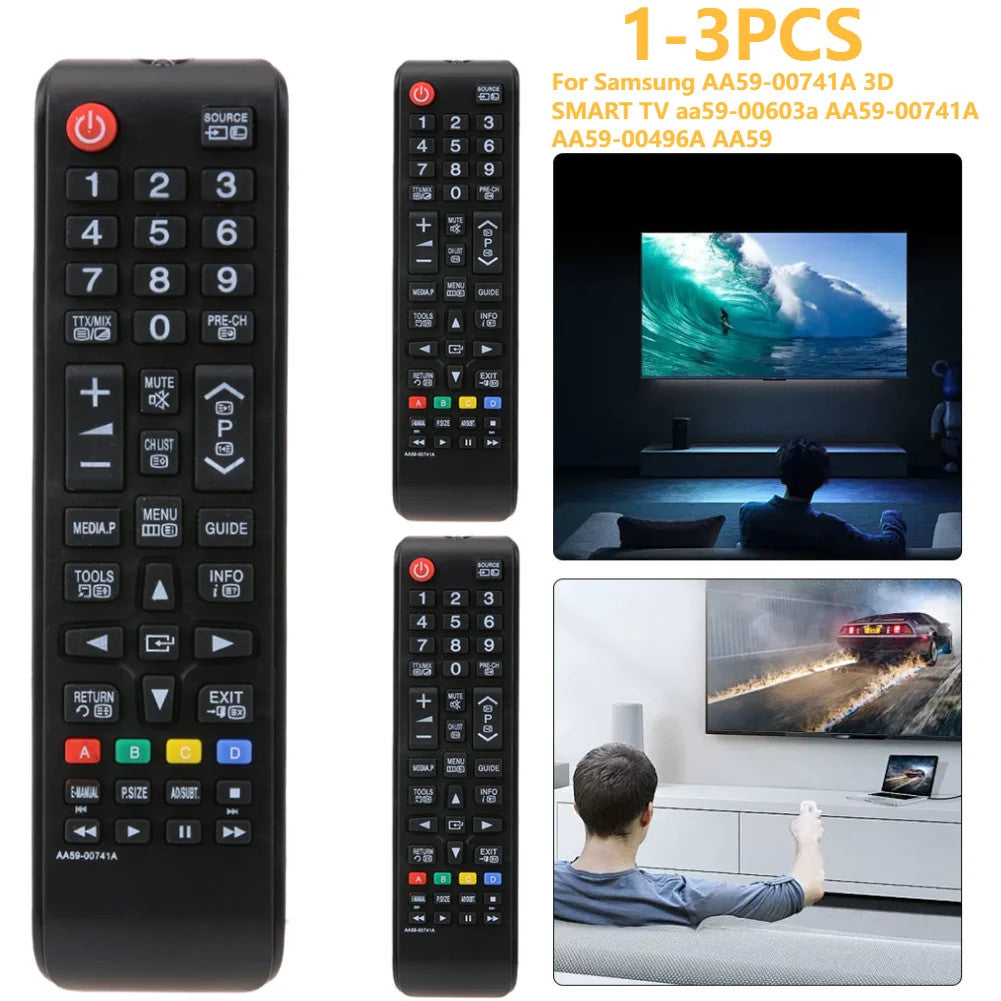 1-3PCS TV Remote Control for Samsung AA59-00741A 3D SMART TV