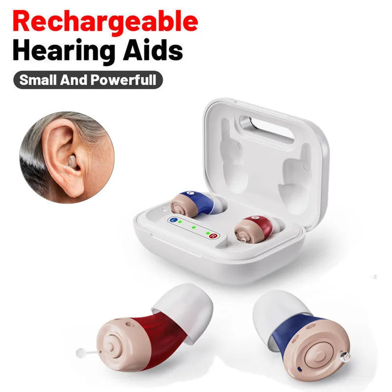 1 Pair Mini Hearing Aids Rechargable in Ear Hearing Amplifier Sound Enhancer