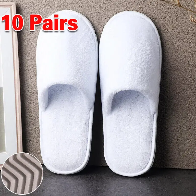 10 Pairs Spa Hotel Guest Slippers Toe Towelling Disposable Terry Style New