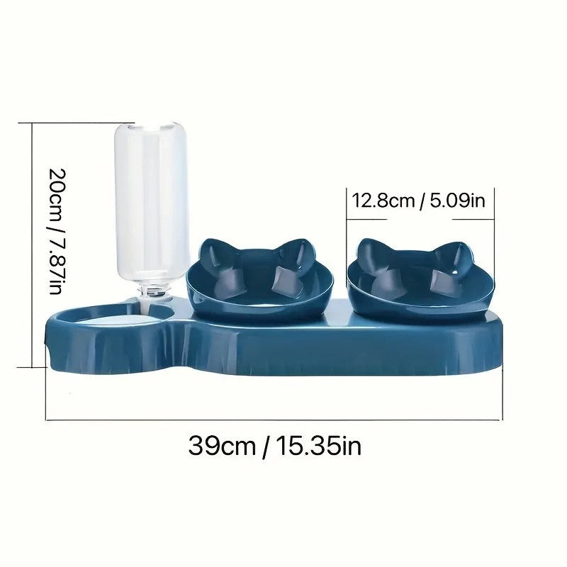 1 Tilt Pet Bowl Set with Gravity Water Bottle for Neck Protection 3 in 1 Design