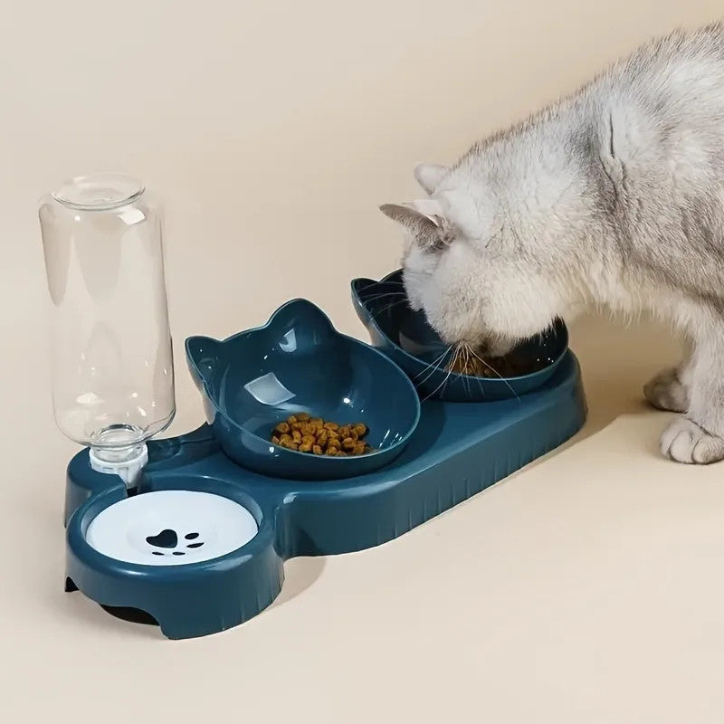 1 Tilt Pet Bowl Set with Gravity Water Bottle for Neck Protection 3 in 1 Design