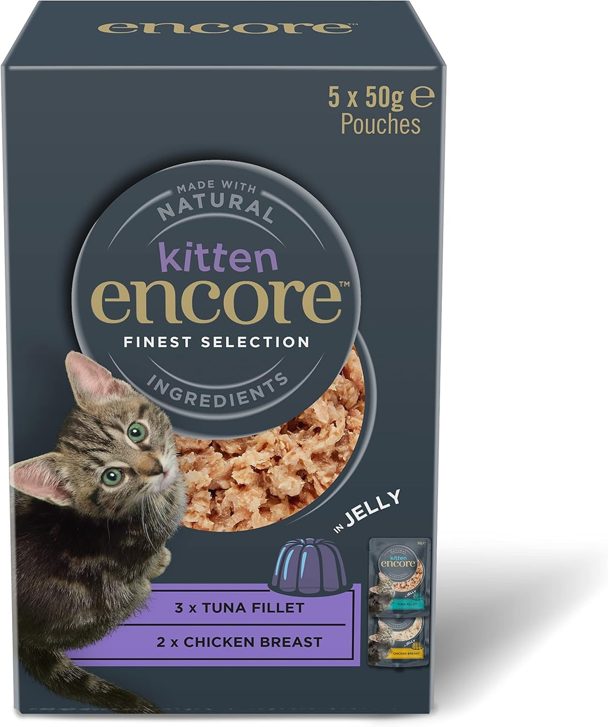 100% Natural Wet Cat Food, Multipack Chicken in Jelly, 5 X 50 G Pouches