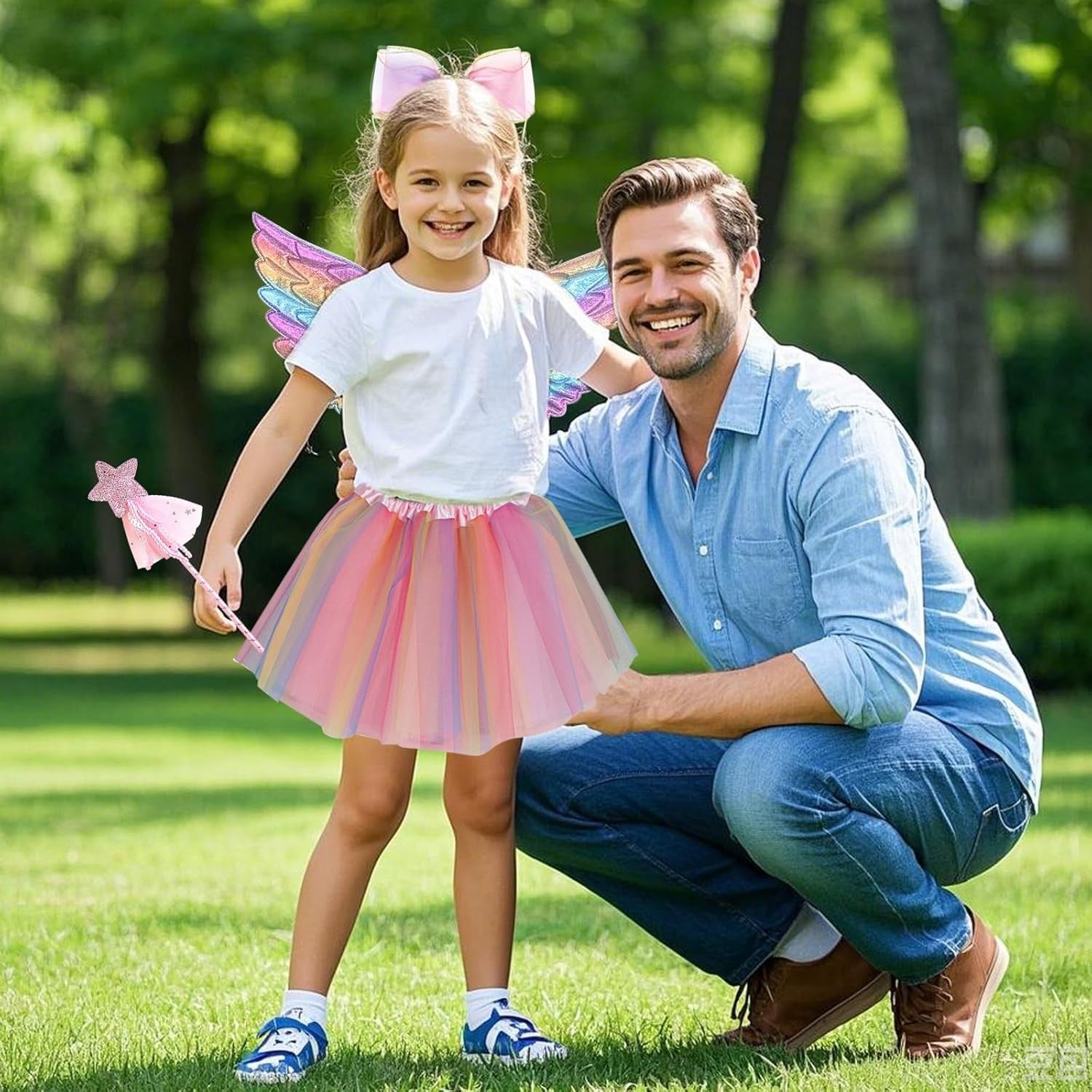 10 Pcs Fairy Costume Set for Girls, Kids Wings Costume Set, Butterfly Tutu Skirt