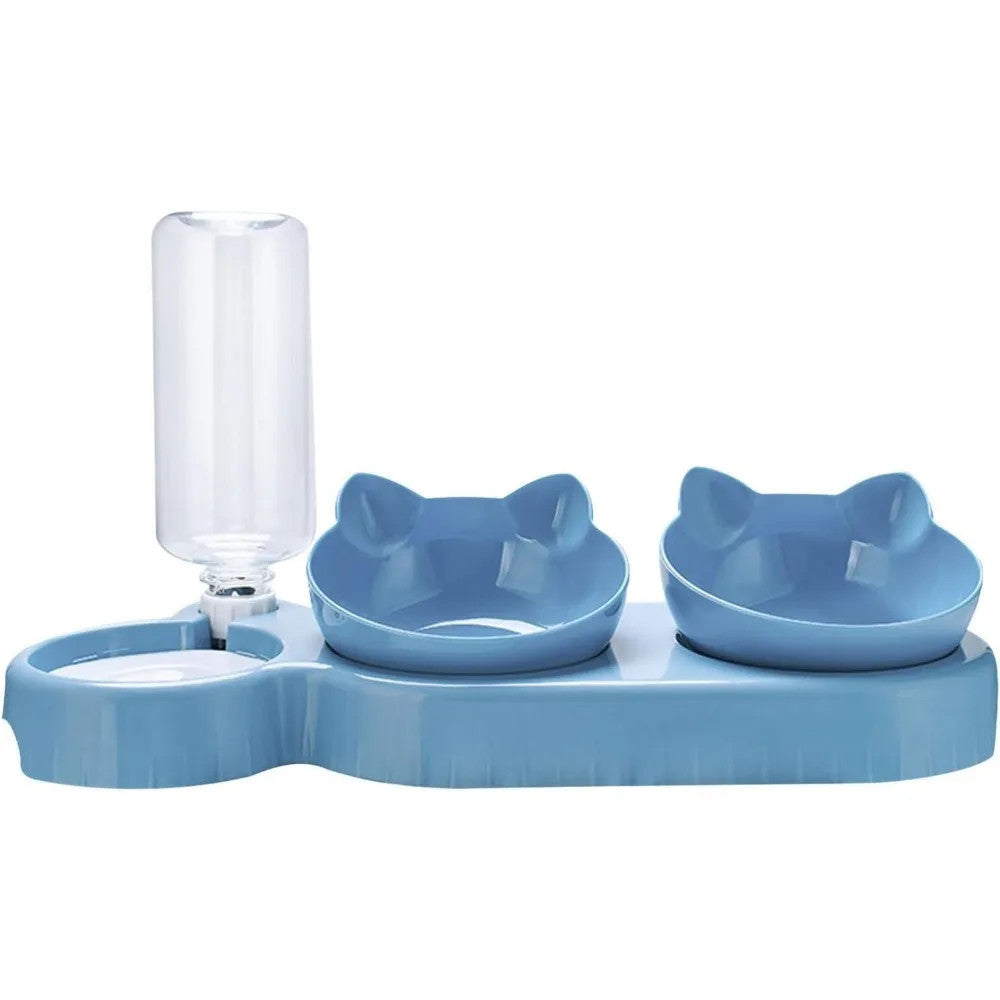 1 Tilt Pet Bowl Set with Gravity Water Bottle for Neck Protection 3 in 1 Design