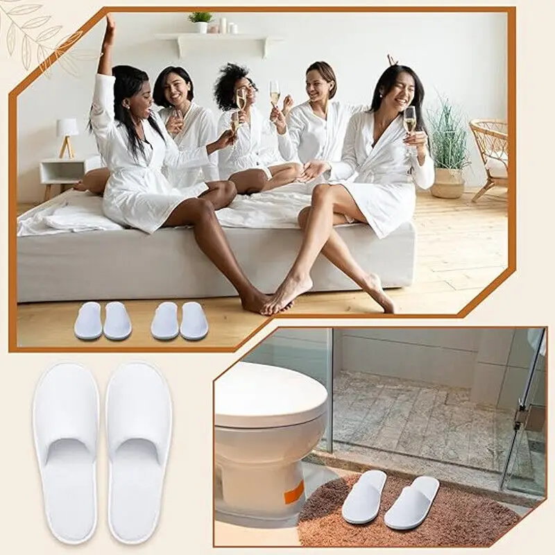 10 Pairs Spa Hotel Guest Slippers Toe Towelling Disposable Terry Style New