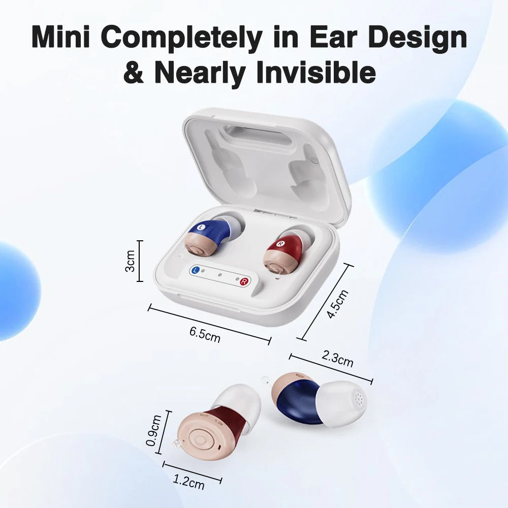 1 Pair Mini Hearing Aids Rechargable in Ear Hearing Amplifier Sound Enhancer
