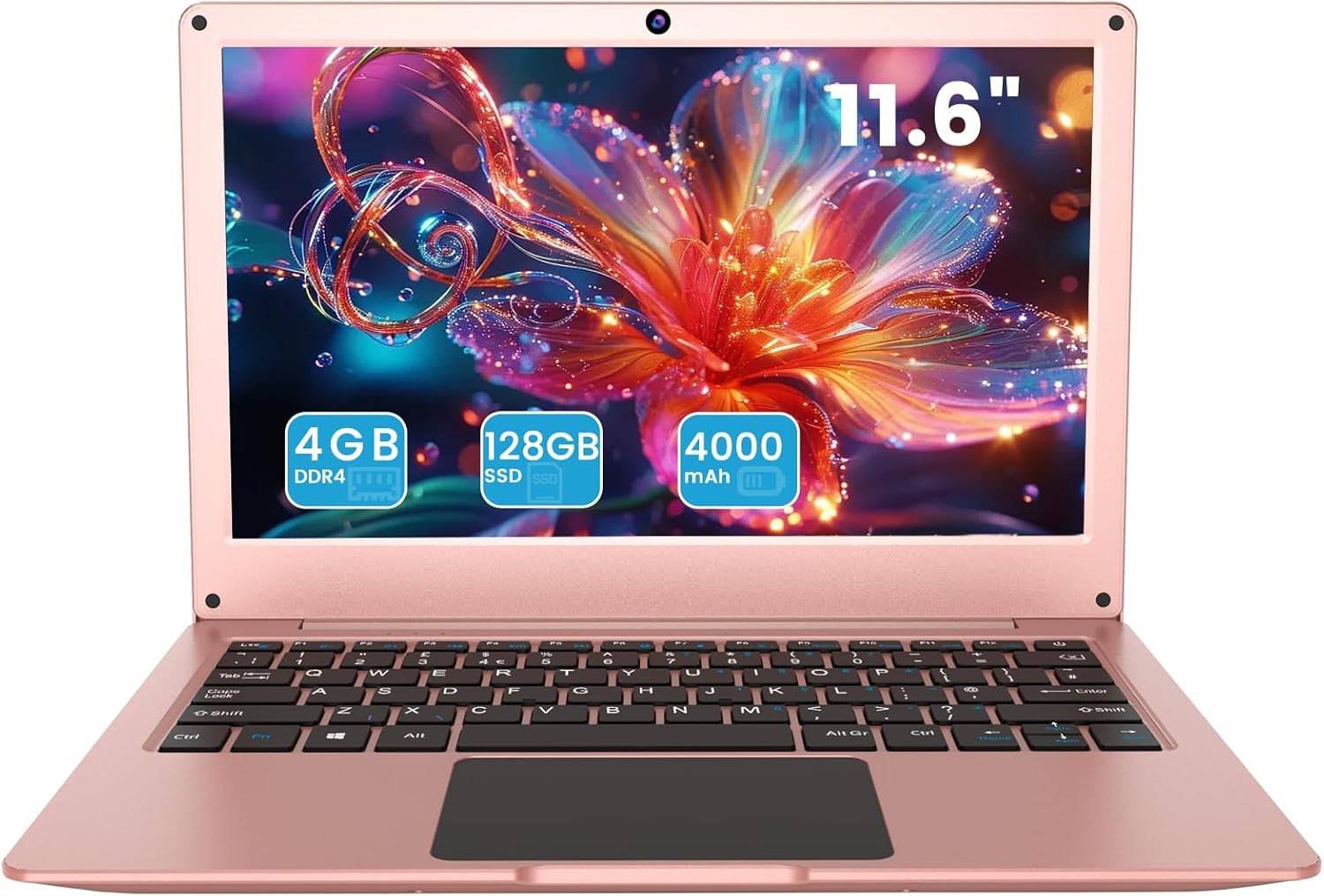 11.6 Inch Laptop 4GB DDR4 RAM 128GB eMMC Storage Celeron N4020C Processor, HD+