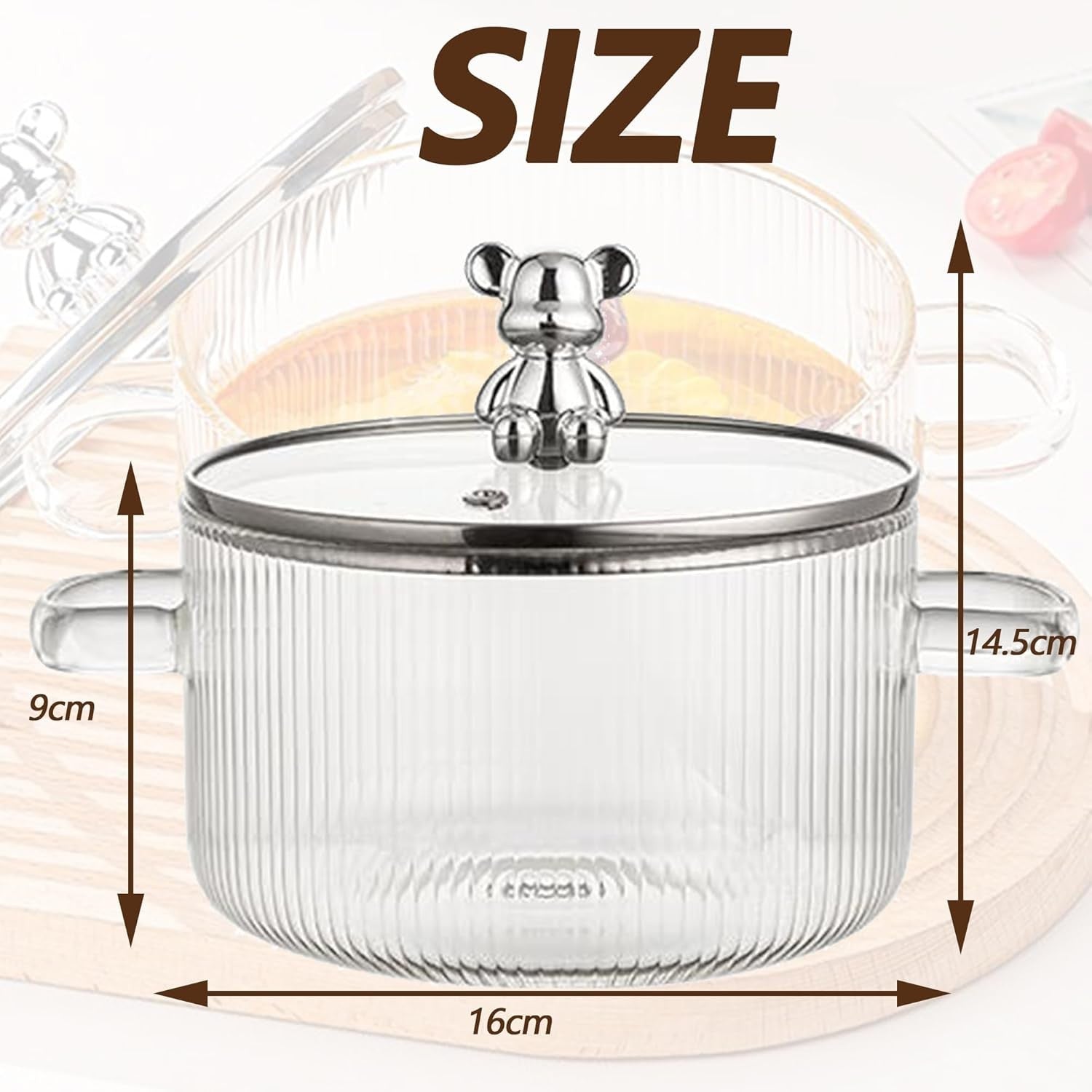 1.5L/50Oz Glass Saucepan with Cover, Saucepans Glass Casserole, Heat Resistant