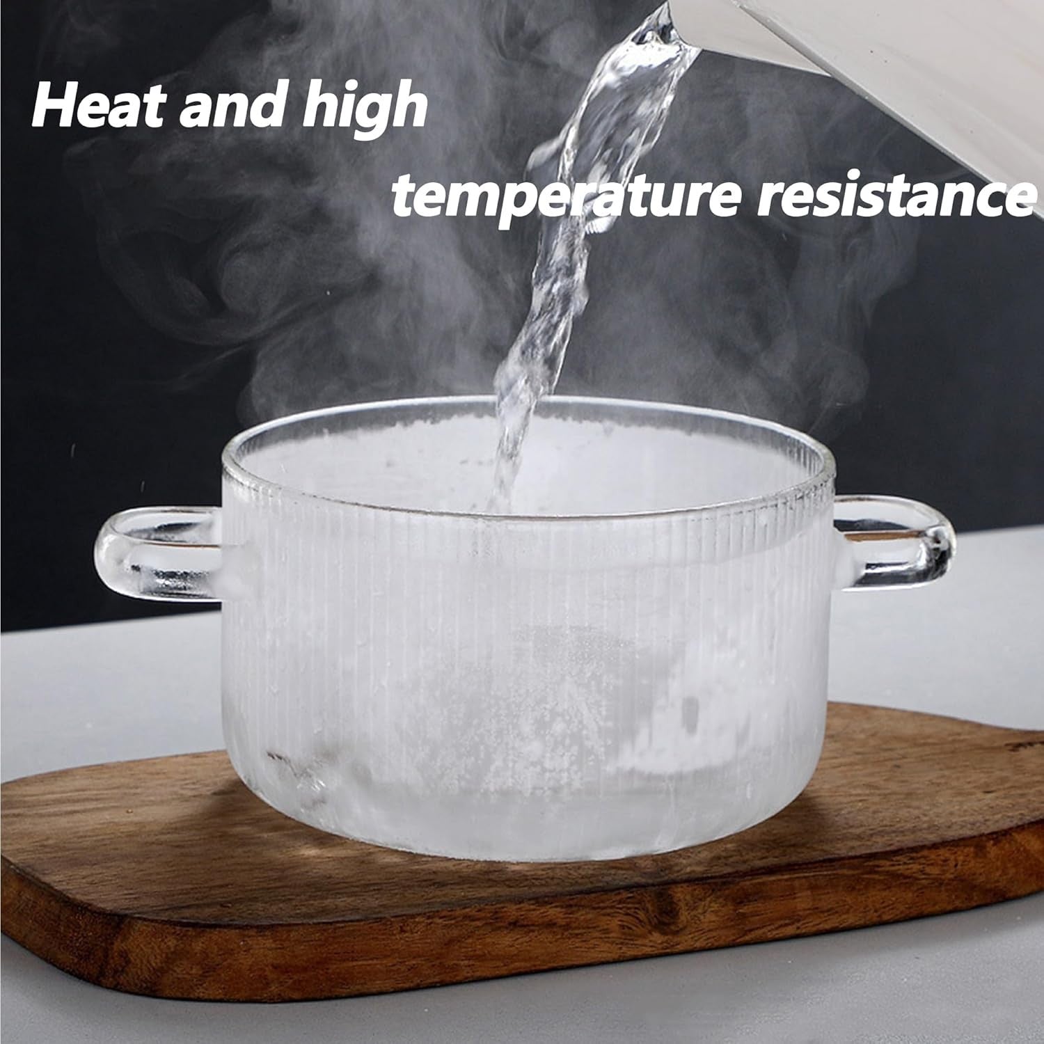 1.5L/50Oz Glass Saucepan with Cover, Saucepans Glass Casserole, Heat Resistant