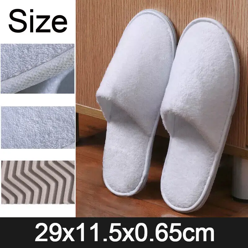 10 Pairs Spa Hotel Guest Slippers Toe Towelling Disposable Terry Style New