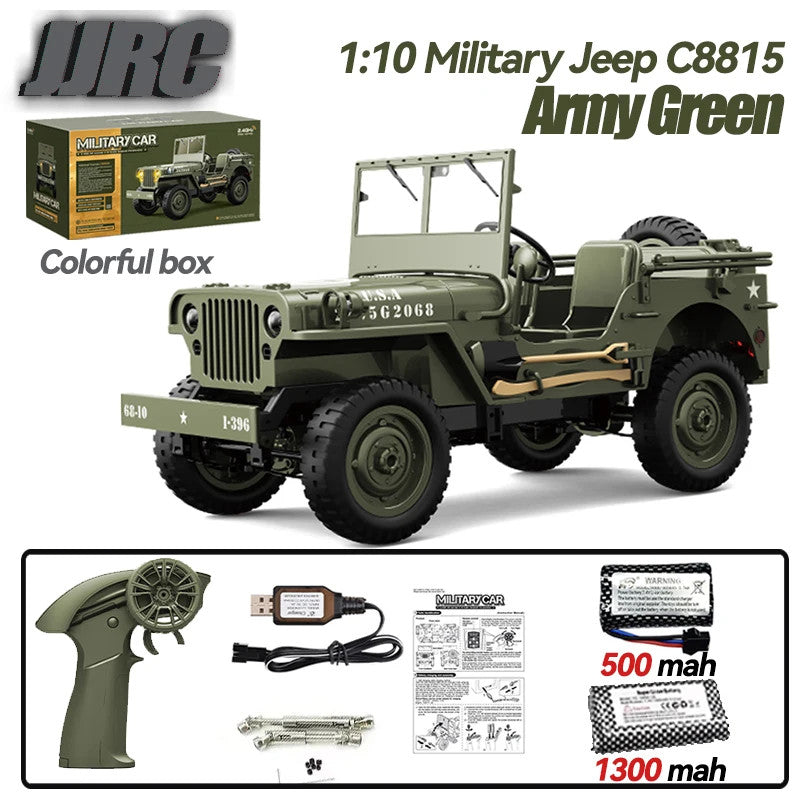 1/10 WILLYS JEEP 2.4G Rc Car 1941 4WD RTR Crawler Climbing Scale Military