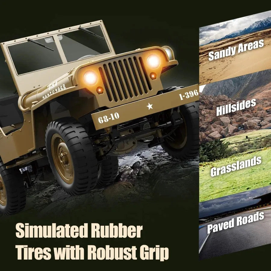 1/10 WILLYS JEEP 2.4G Rc Car 1941 4WD RTR Crawler Climbing Scale Military