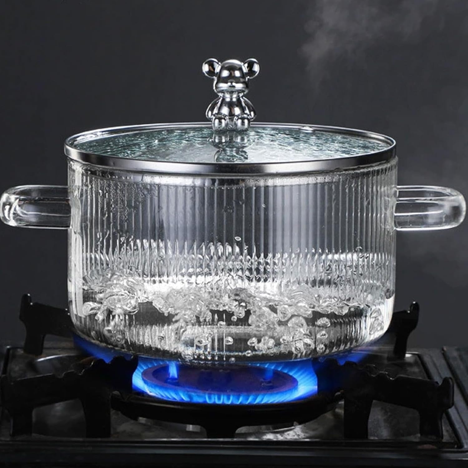 1.5L/50Oz Glass Saucepan with Cover, Saucepans Glass Casserole, Heat Resistant