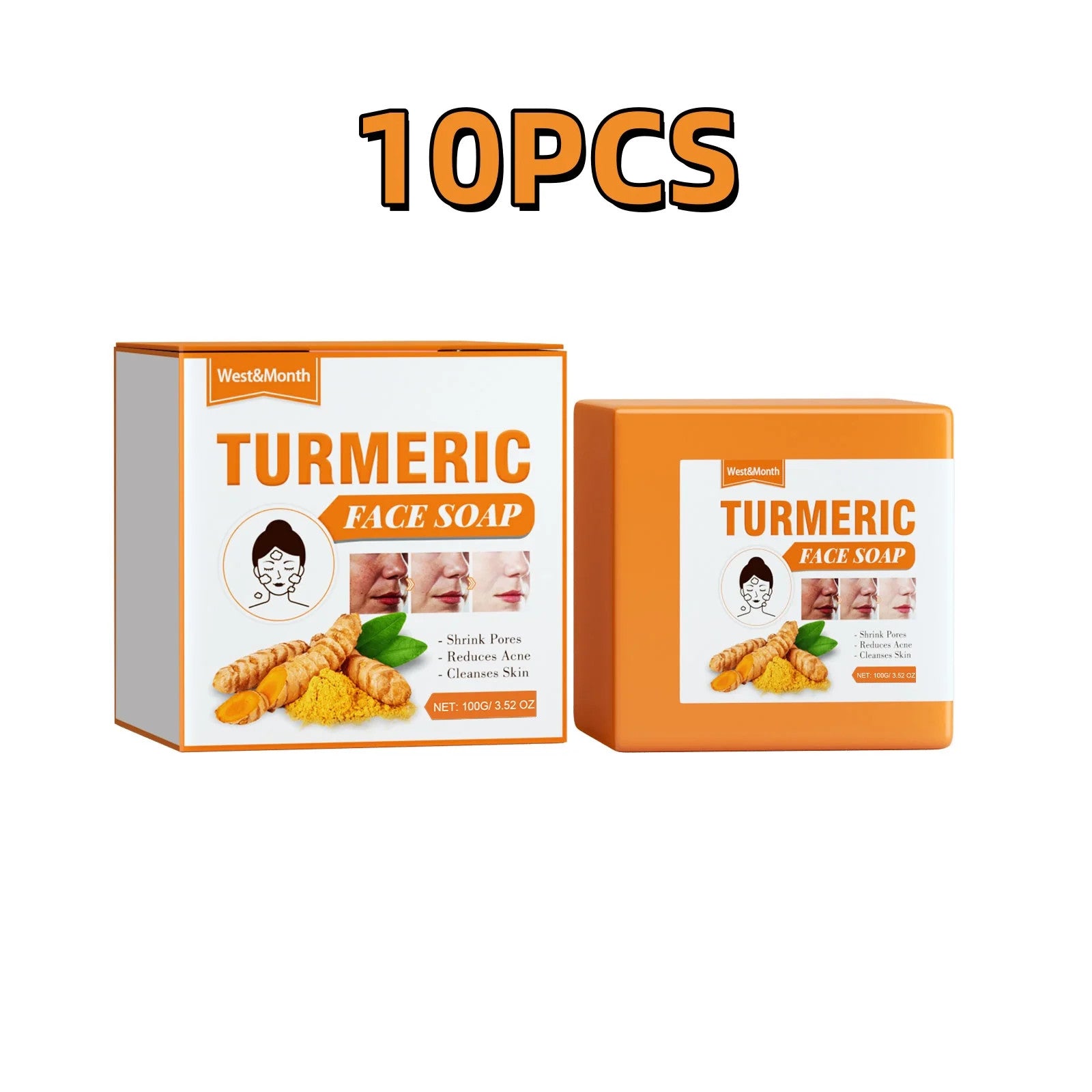 100G  Turmeric Facial Soap Deep Moisturize Exfoliator Oil Control Nourish Face