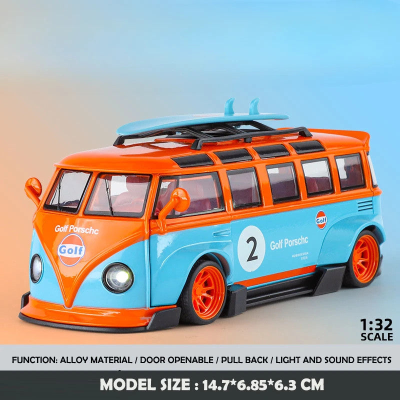 1/32 Scale Volkswagen T1 Transporter Model Sound Light Bus Toy Vehicle