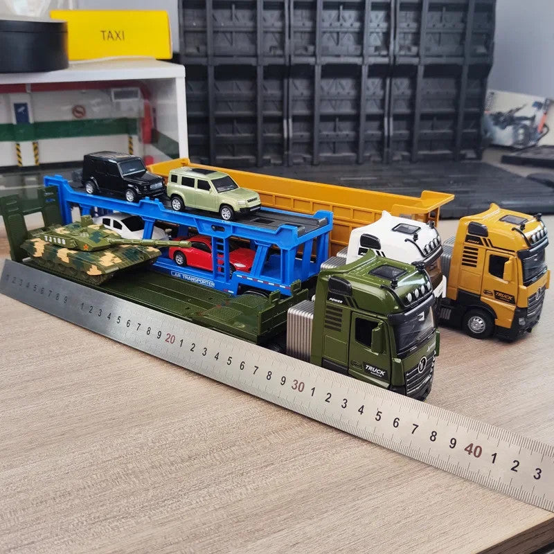 1/50 Scale Alloy Engineering Vehicle Model Set Diecast Excavator Transporter Car