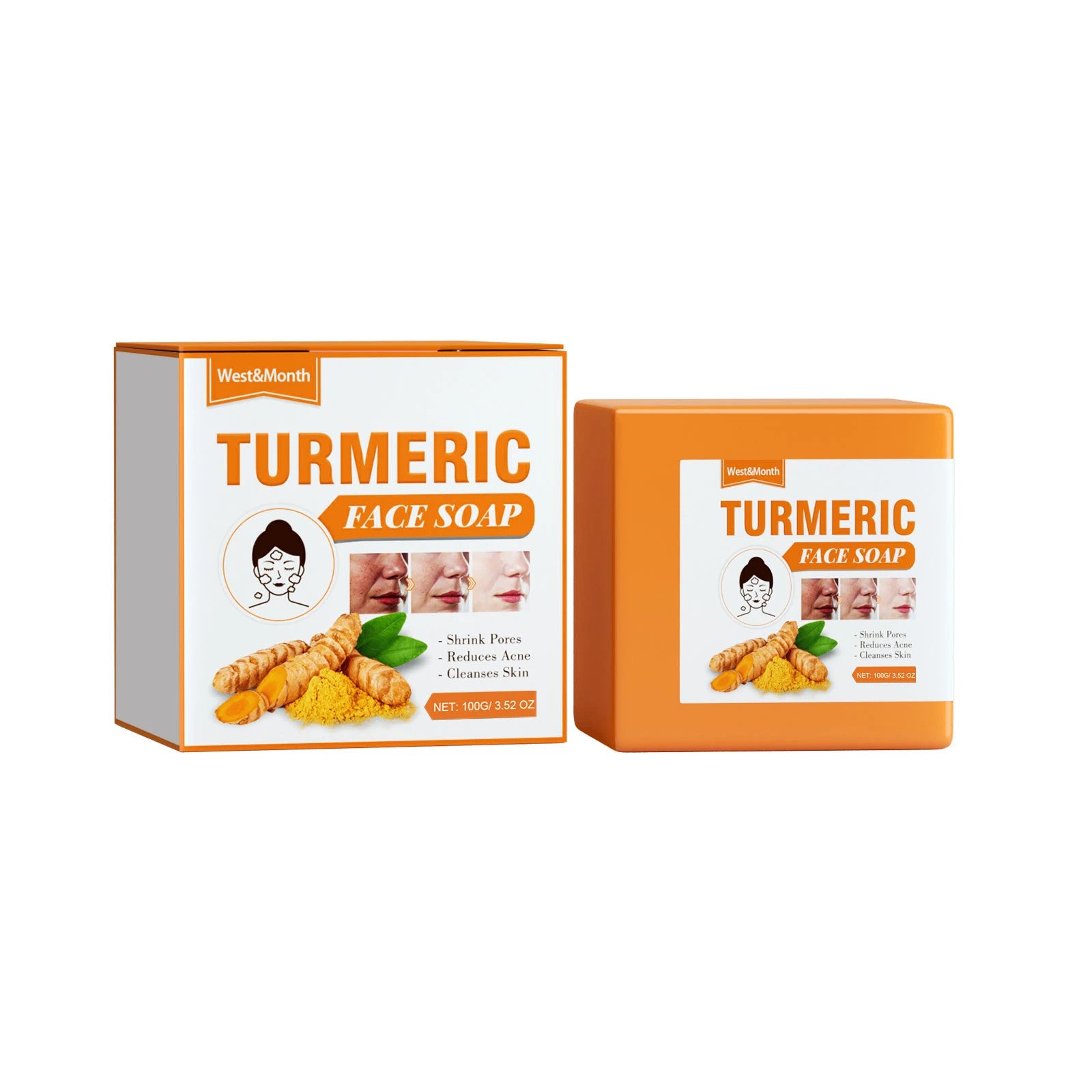 100G  Turmeric Facial Soap Deep Moisturize Exfoliator Oil Control Nourish Face