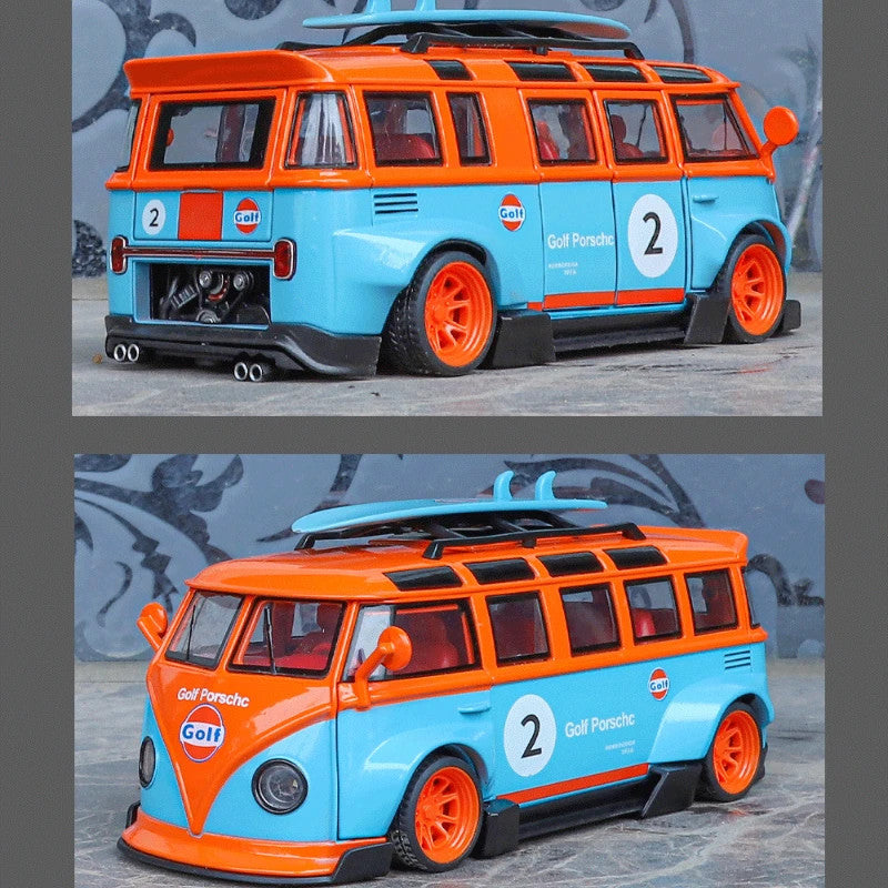 1/32 Scale Volkswagen T1 Transporter Model Sound Light Bus Toy Vehicle