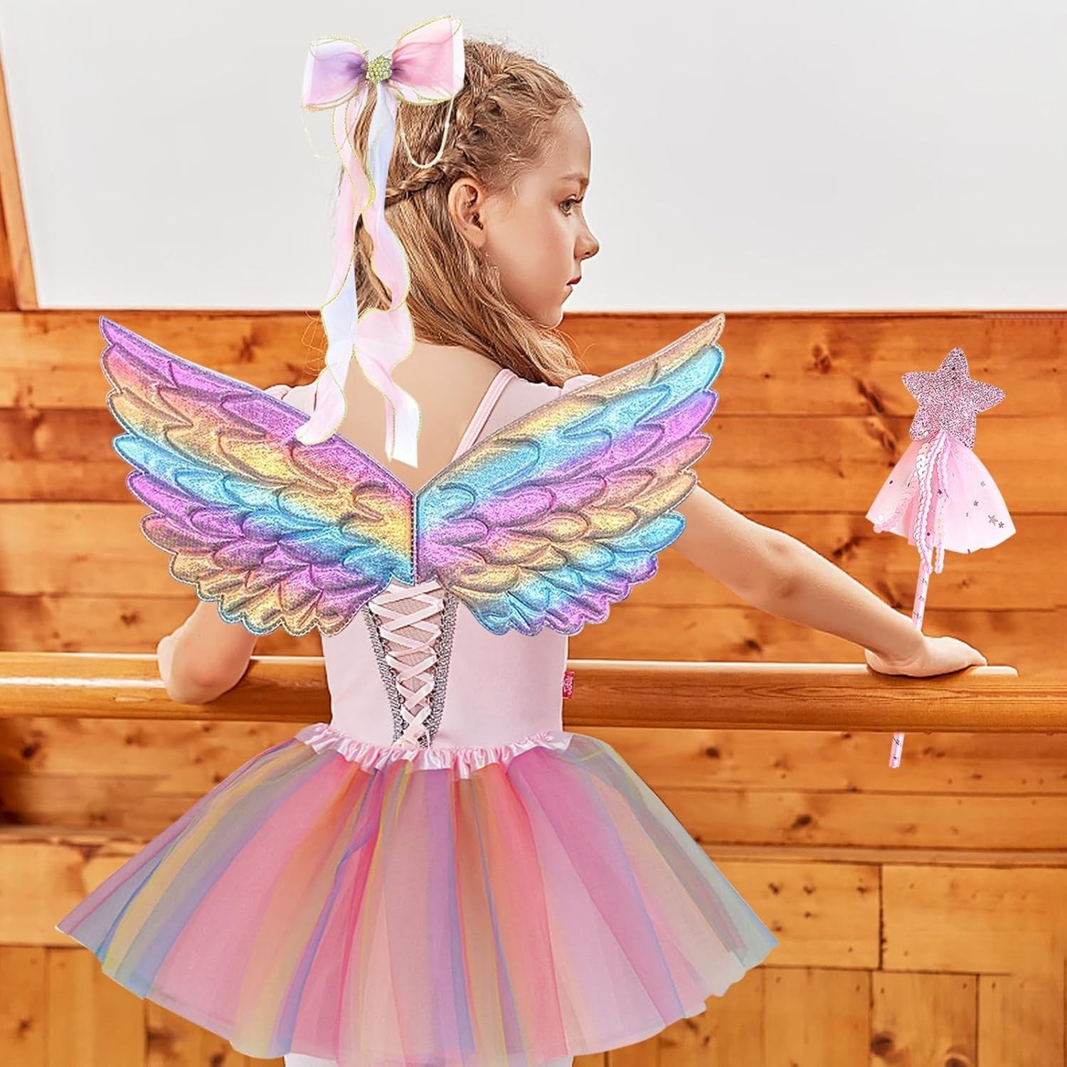 10 Pcs Fairy Costume Set for Girls, Kids Wings Costume Set, Butterfly Tutu Skirt