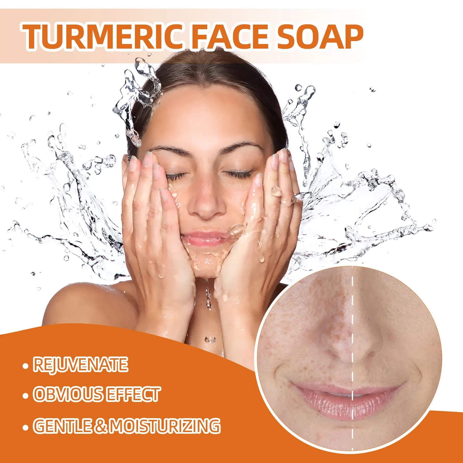 100G  Turmeric Facial Soap Deep Moisturize Exfoliator Oil Control Nourish Face