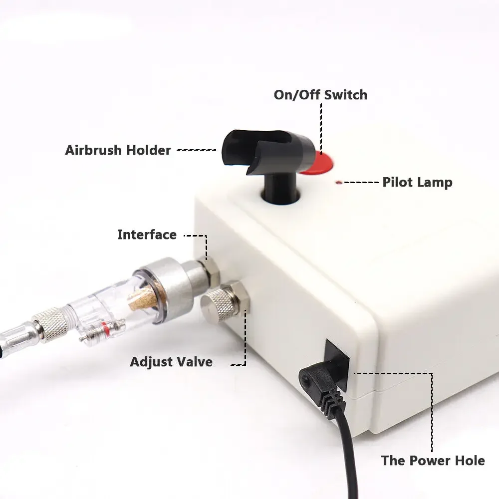 0.3MM Mini Airbrush Compressor Kit Dual Action Air Brush Spray Gun Paint Tattoo