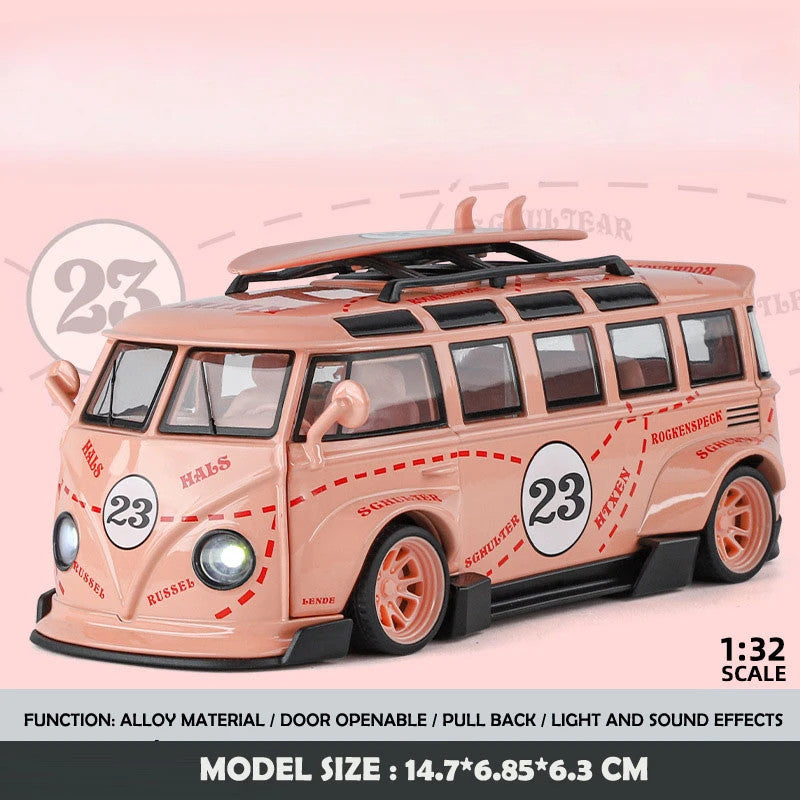 1/32 Scale Volkswagen T1 Transporter Model Sound Light Bus Toy Vehicle
