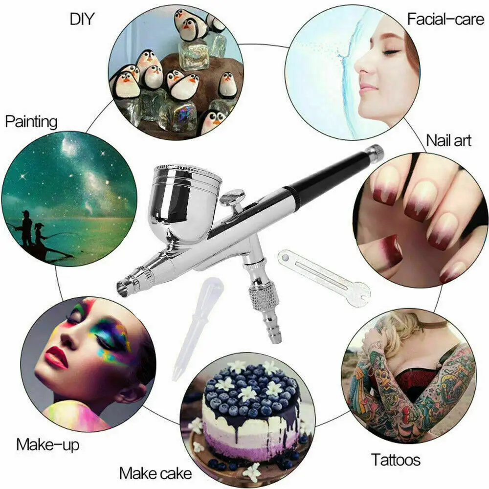 0.3MM Mini Airbrush Compressor Kit Dual Action Air Brush Spray Gun Paint Tattoo