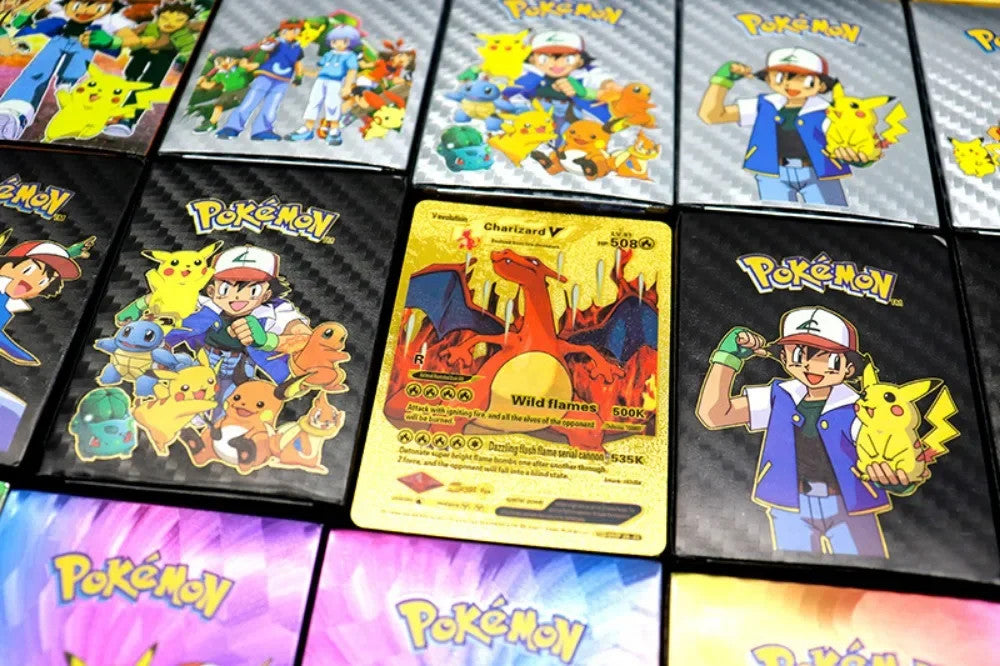 55PCS Pokemon Gold Foil Colorful Card Charizard Pikachu Arceus Silver Rainbow