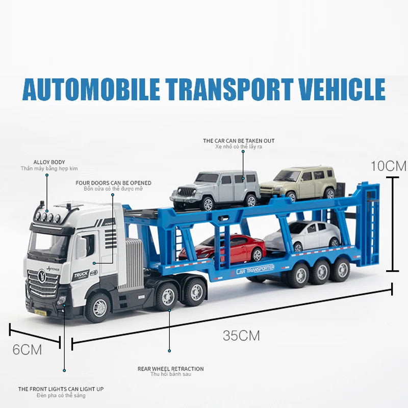 1/50 Scale Alloy Engineering Vehicle Model Set Diecast Excavator Transporter Car